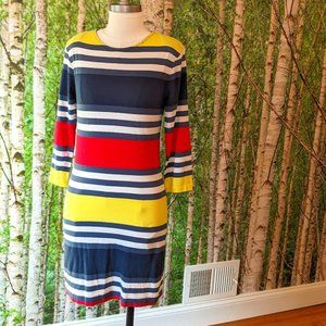French Connection Primary Colors Striped Jersey Knit Dress
